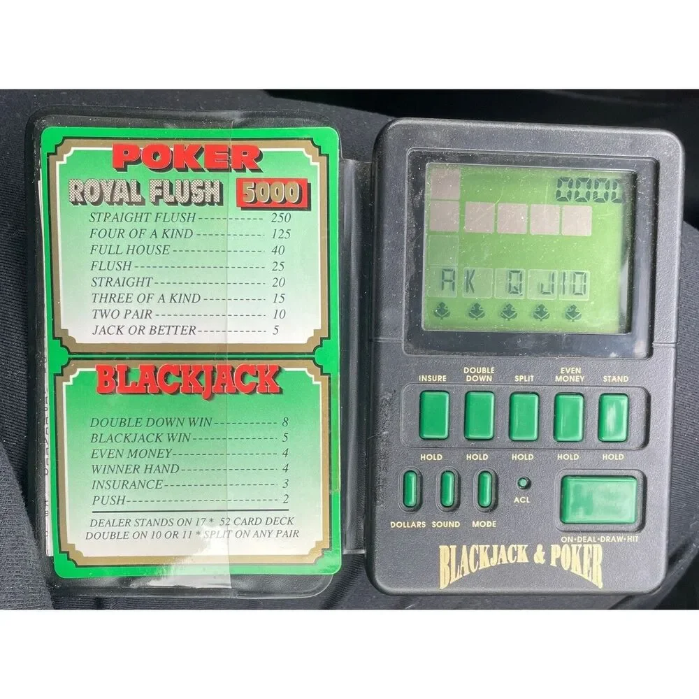 1994 Las Vegas Casino Corner Blackjack & Poker Handheld Game EUC Tested